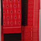 Detail of red and black motif Sambalpuri cotton dress material blouse piece.