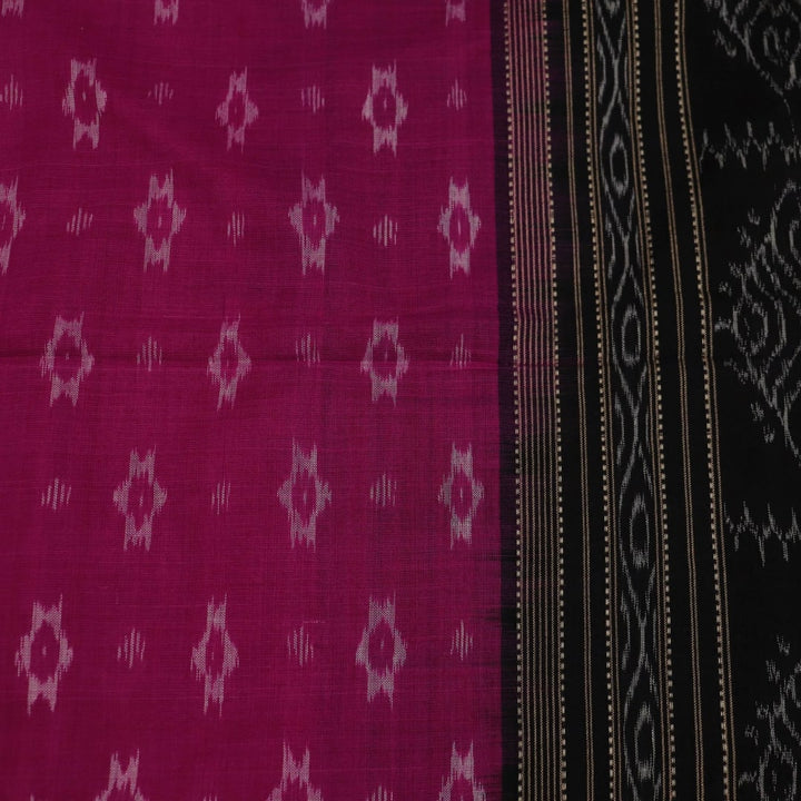 Magenta and black Sambalpuri cotton dupatta with intricate motifs