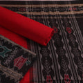 Black Sambalpuri Cotton Dress Material with Red Border C35-06-05882