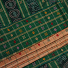Full view of a Cream and Green Cotton Sambalpuri Butta Saree