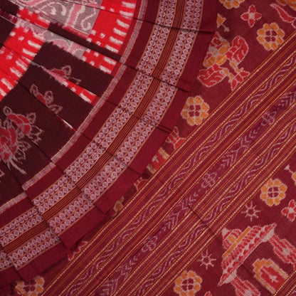 Handloom Multi-Color Sambalpuri Cotton Saree with Maroon border
