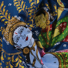 Close-up of the handwoven blue Patachitra silk saree, showcasing the detailed texture of the fabric.