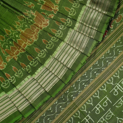 Handloom Green Sambalpuri Silk Saree with Green border