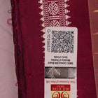 Close-up of plain cream and magenta Sambalpuri Silk Saree fabric texture.