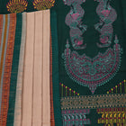 Full view of a cream and green cotton Bomkai Saree with butta pattern.