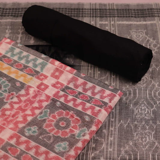 Handloom Multi-Color Sambalpuri Cotton Dress Material with Black border