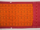 Full layout view of the yellow and red Sambalpuri cotton saree showcasing the complete body and border.