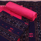 Detail of the blue and pink Sambalpuri cotton dress material blouse piece with traditional motifs.