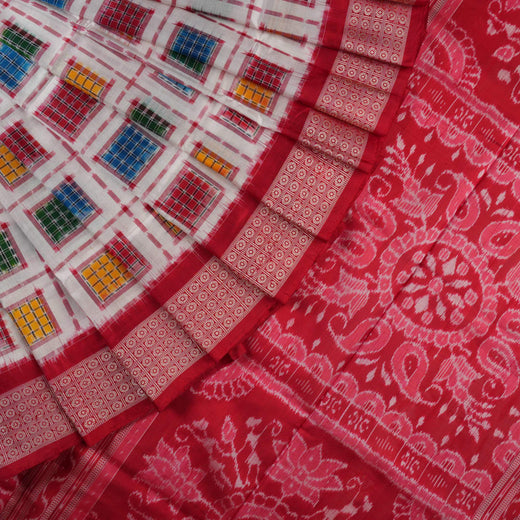 Sambalpuri Silk Saree - White
