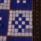 Stylishly draped Sambalpuri cotton dupatta in blue and black with intricate Pasapalli motifs