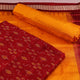 Maroon and Yellow Sambalpuri Silk Dress Material blouse piece with motifs.