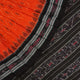 Model wearing an orange and black Sambalpuri cotton saree, styled in an elegant traditional drape.