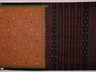 Full view of a multi-color and black Sambalpuri cotton saree with butta pattern.