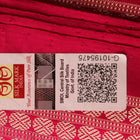 Close-up of intricate sambalpuri silk saree's yellow fabric featuring detailed motifs in rani color