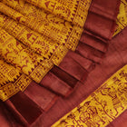 Handloom Yellow Tussar Silk Saree with Brown border