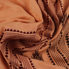 Full view of a cream-colored handloom Kotpad cotton saree with maroon butta patterns