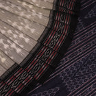 Styled Grey and Black Sambalpuri Cotton Saree with motifs, showcased draped.