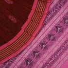 Handloom Brown Bomkai Cotton Saree with Pink border