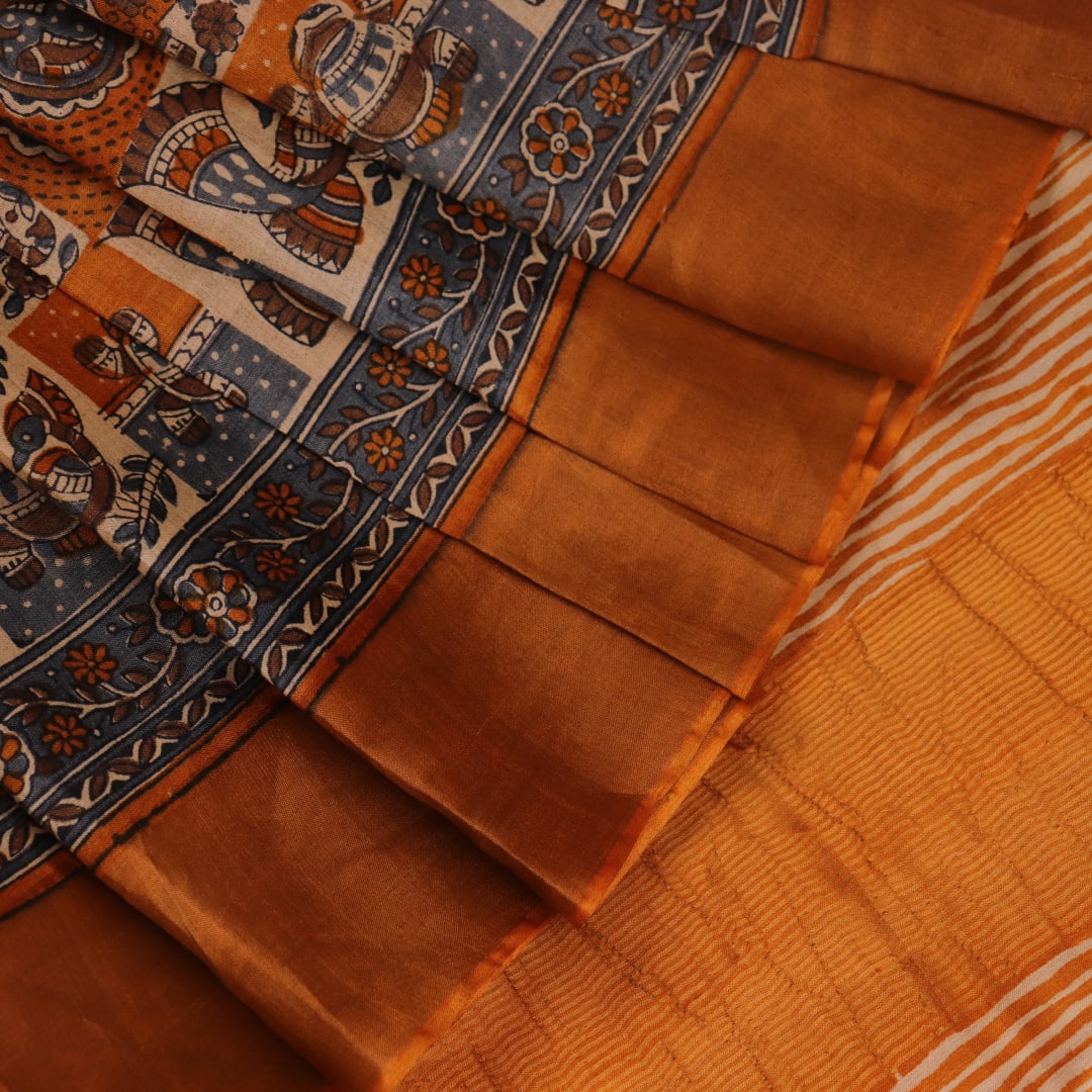 Close-up showing fine weave and subtle texture of Tussar Silk fabric