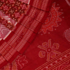 Handloom Peach Sambalpuri Cotton Saree with Red border