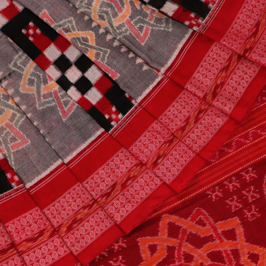 Black Sambalpuri Cotton Saree with Red Border P12-14-04827
