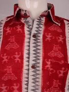 Handloom Red Sambalpuri Cotton Shirt & Kurta with White border