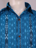 Handloom Blue Sambalpuri Cotton Shirt & Kurta with Black border