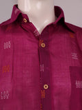 Magenta Berhampuri Cotton Shirt