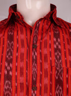 Handloom Red Sambalpuri Cotton Shirt & Kurta with Black border