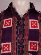 Handloom Purple Sambalpuri Cotton Shirt & Kurta with Red border