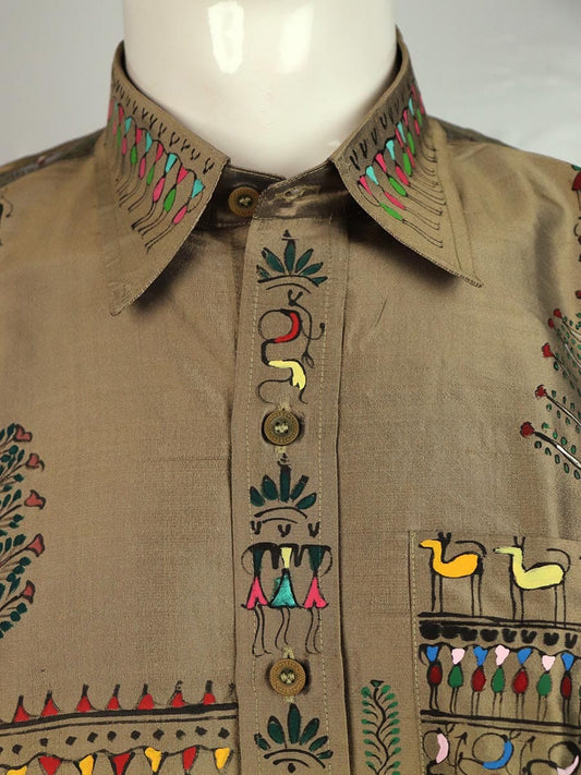 Handwoven Silk Shirt Handloom Shirt & Kurta_Men Priyadarshini Handloom 
