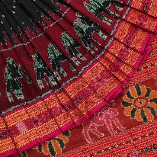 हैंडलूम खंडुआ सिल्क इकत साड़ी