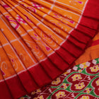 Handloom Orange Khandua Silk Saree with Red ikkat border