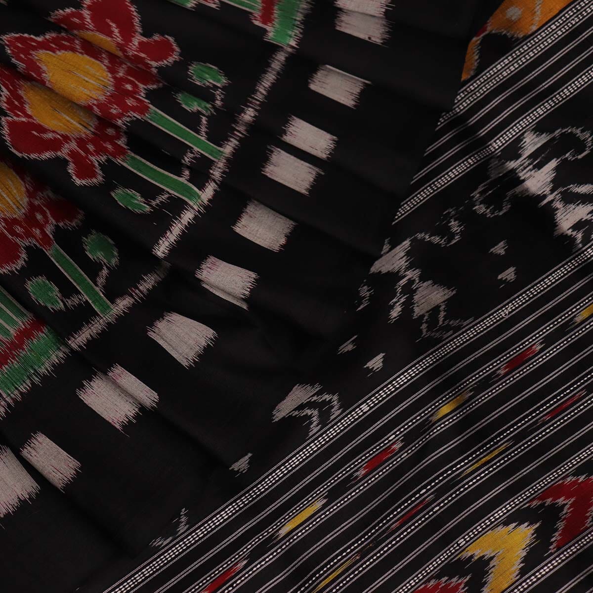 Handloom Maroon Khandua Silk Saree with Black border