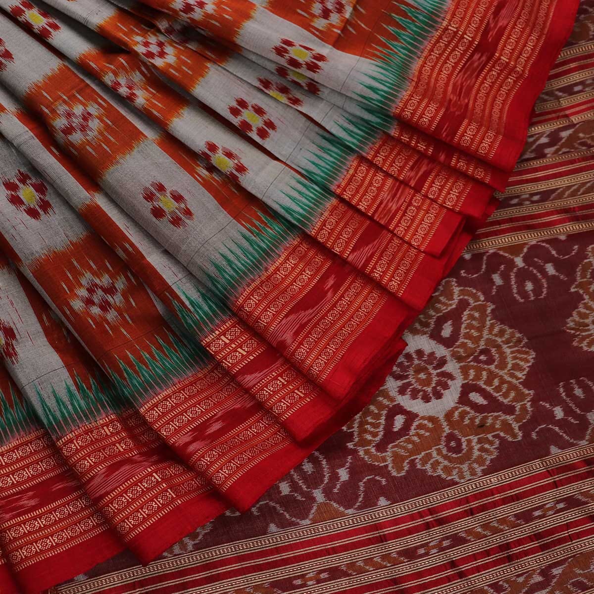 Botanical-Garden Bomkai Saree from Odisha with Woven Floral Motif | Exotic  India Art