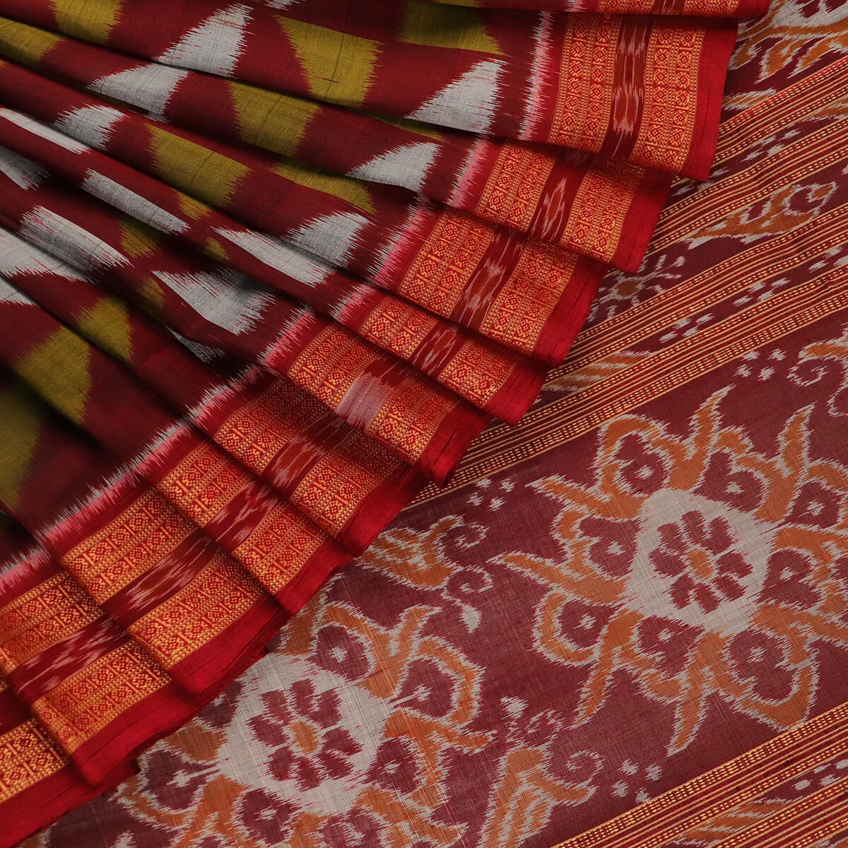 Maroon Ikkat Khandua Silk Saree | A671103909 – Priyadarshini Handloom