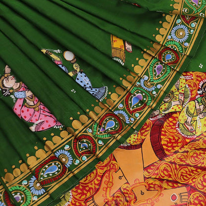 Priyadarshini Handloom - Pattachitra Silk Saree, Handloom Silk Saree, Hand-Painted Saree, Odisha Handloom, Indian Ethnic Wear, Women's Clothing.
