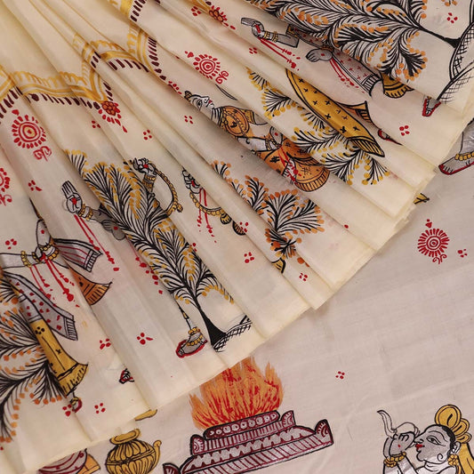 Priyadarshini Handloom - Pattachitra Silk Saree, Handloom Silk Saree, Hand-Painted Saree, Odisha Handloom, Indian Ethnic Wear, Women's Clothing.