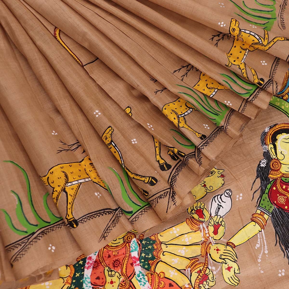 Mandarin hand painting saree
