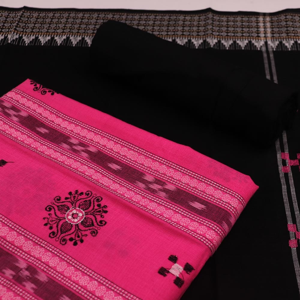 Pink Ikkat Sambalpuri Cotton Dress Material | C241900423  Priyadarshini  Handloom
