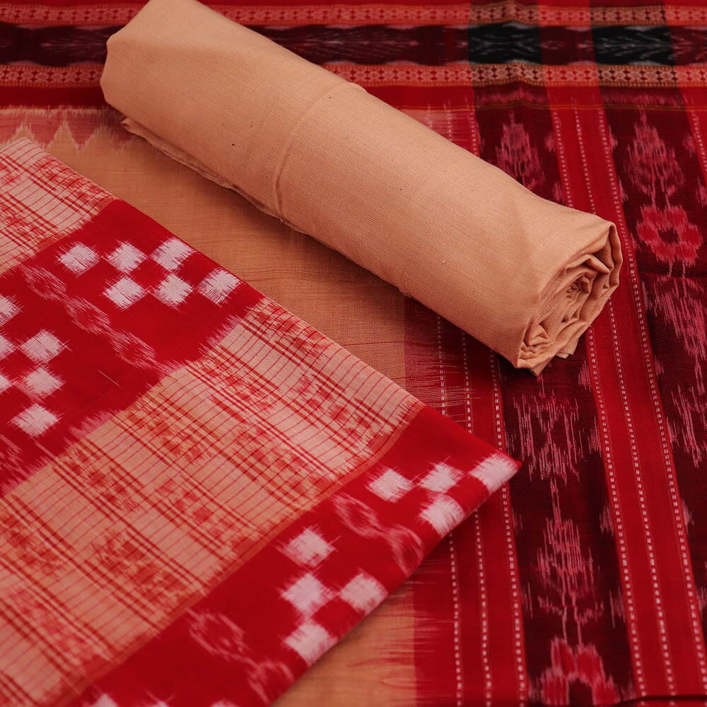 Red Ikkat Sambalpuri Cotton Dress Material | C271500479 Priyadarshini Handloom Red Ikkat Sambalpuri Cotton Dress Material | C271500479 Priyadarshini Handloom