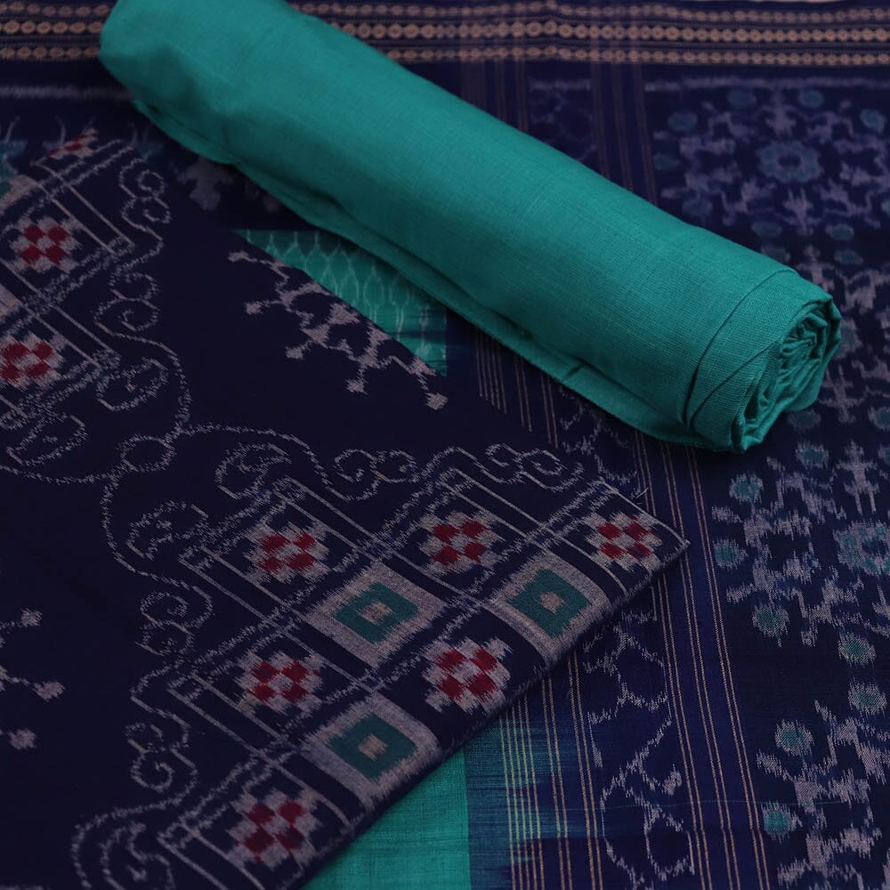 Blue Ikkat Sambalpuri Cotton Dress Material