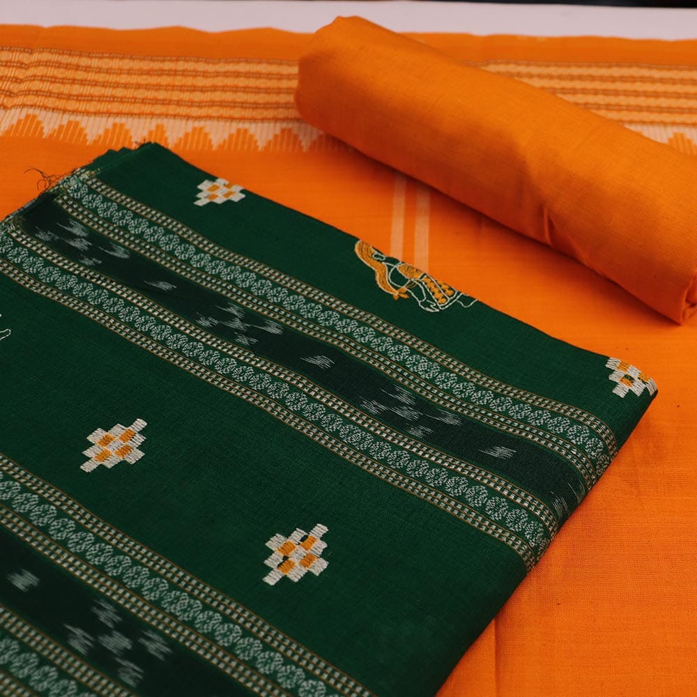 Green Ikkat Sambalpuri Cotton Dress Material | C240300407 Priyadarshini Handloom Green Ikkat Sambalpuri Cotton Dress Material | C240300407 Priyadarshini Handloom