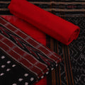 Black Sambalpuri Cotton Dress Material with Red Border C26-11-00455