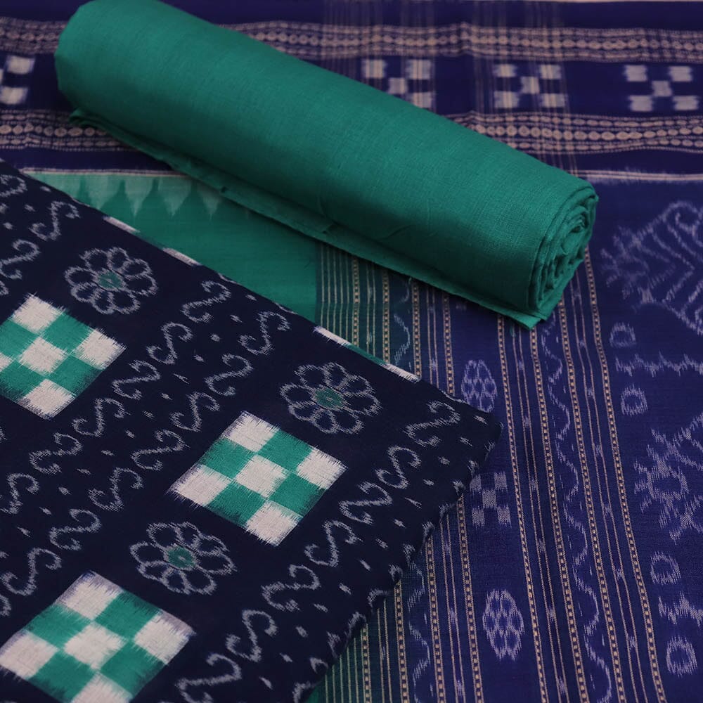 Blue Ikkat Sambalpuri Cotton Dress Material | C260800452 Priyadarshini Handloom Blue Ikkat Sambalpuri Cotton Dress Material | C260800452 Priyadarshini Handloom