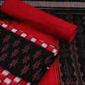 Black Sambalpuri Cotton Dress Material with Red Border C26-03-00447