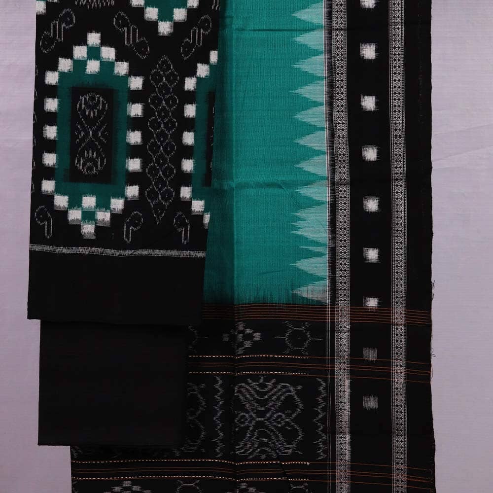 Blue Colour Tribal design Sambalpuri Handloom Cotton Dress Material -  Sambalpuri Handloom Item