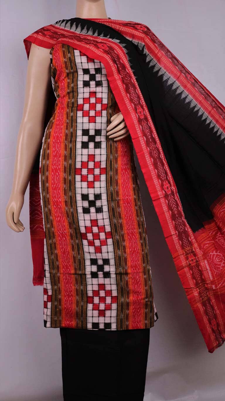 Buy DM-0075 Odisha Sambalpuri Women's Cotton Dress Material Black Red  Pasapali at Amazon.in
