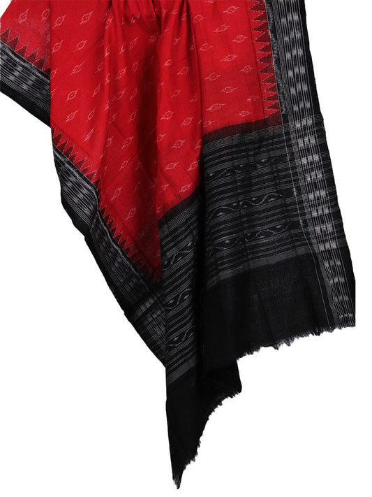 Handloom Red Sambalpuri Cotton Dupatta with Black border