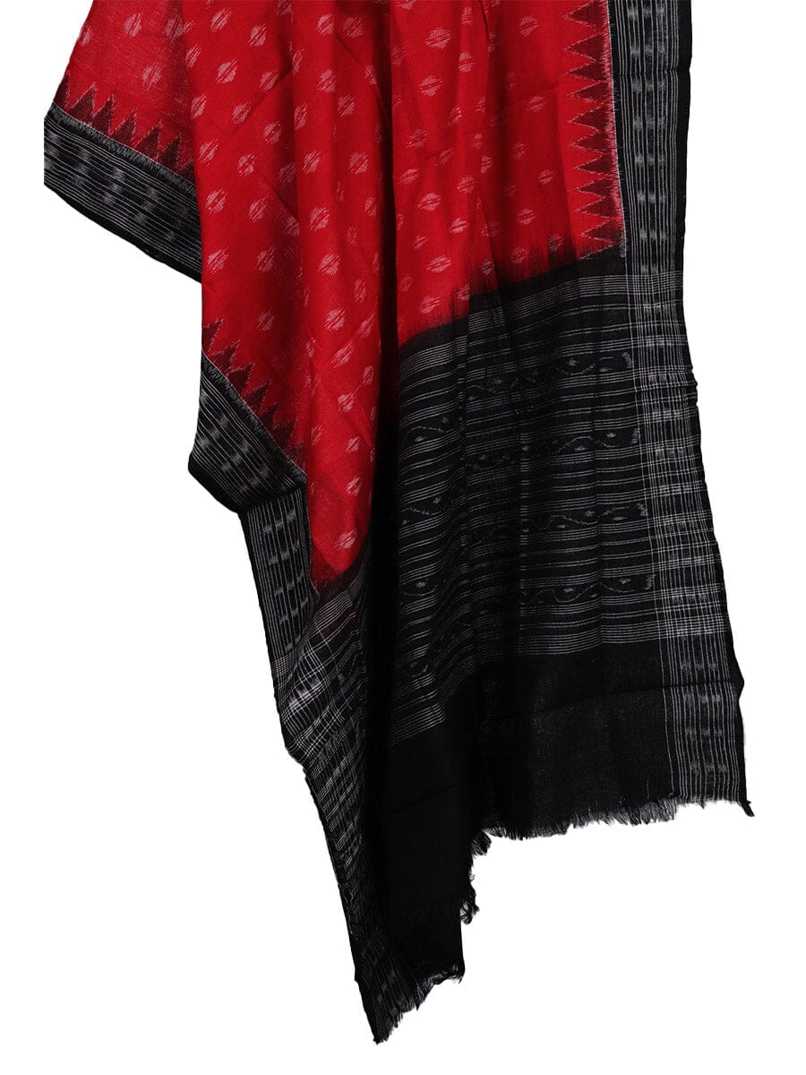 Handloom Red Sambalpuri Cotton Dupatta with Black border
